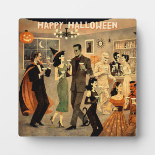 Mid Century Retro 40s Halloween Martini Party Plaque
