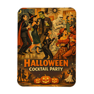 Mid Century Retro 50s Halloween Martini Party Magnet