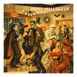 Mid Century Retro 50s Halloween Martini Party Photo Print