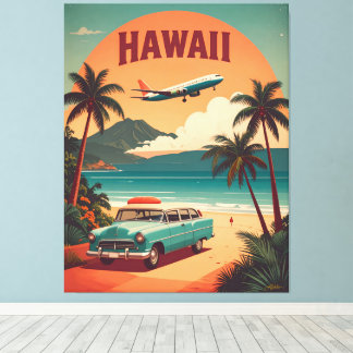 Mid Century Retro 50s Hawaii Travel Tourism Art Canvas Print