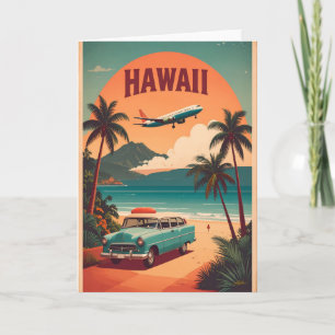 Mid Century Retro 50s Hawaii Travel Tourism Art Card