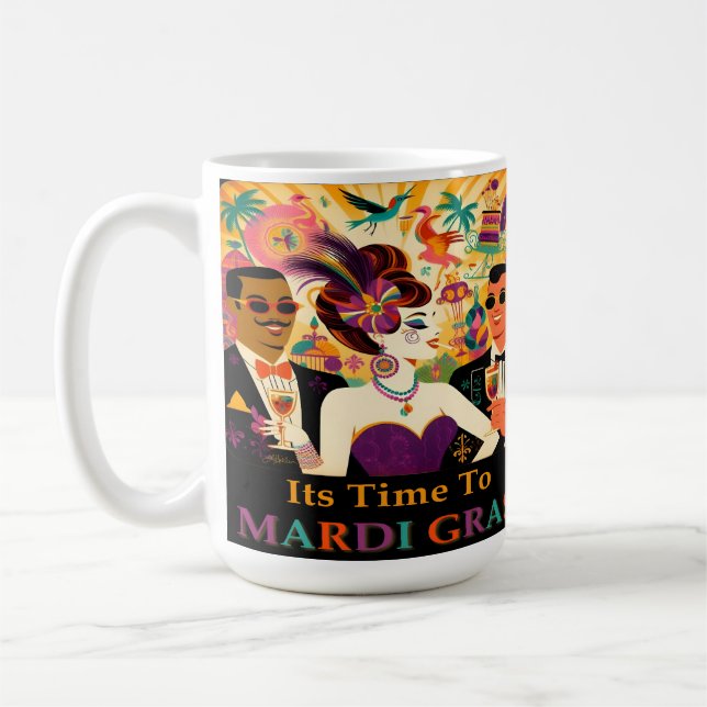 Mid Century Retro 60s Mardi Gras Cocktail Party Coffee Mug (Left)