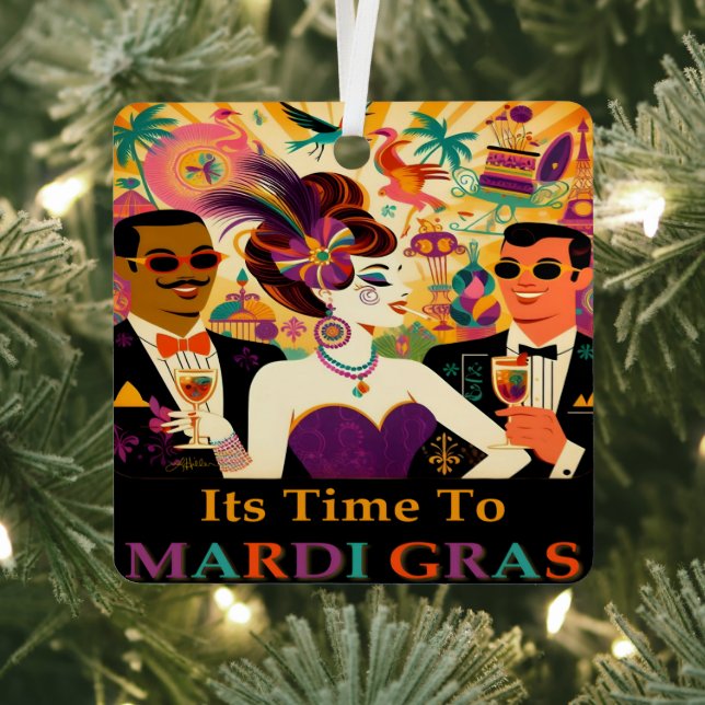 Mid Century Retro 60s Mardi Gras Cocktail Party Metal Tree Decoration (Insitu)