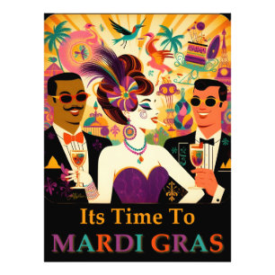 Mid Century Retro 60s Mardi Gras Cocktail Party Photo Print
