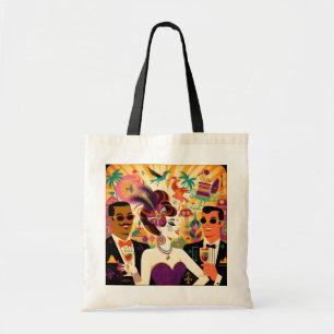 Mid Century Retro 60s Mardi Gras Cocktail Party Tote Bag