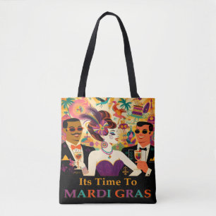Mid Century Retro 60s Mardi Gras Cocktail Party Tote Bag