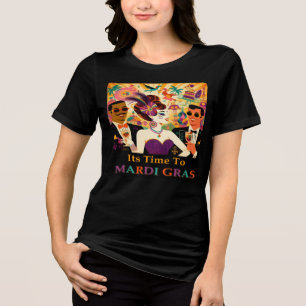 Mid Century Retro 60s Mardi Gras Cocktail Party Tri-Blend Shirt