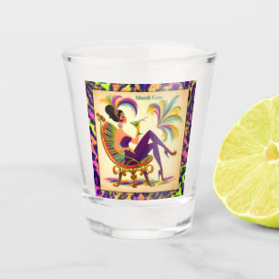 Mid Century Retro 60s Mardi Gras Martini Woman Shot Glass
