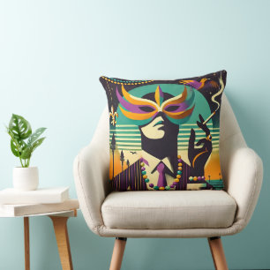 Mid Century Retro 60s Mardi Gras The Smoking Man Cushion