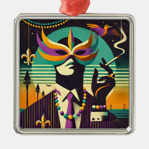 Mid Century Retro 60s Mardi Gras The Smoking Man Metal Tree Decoration