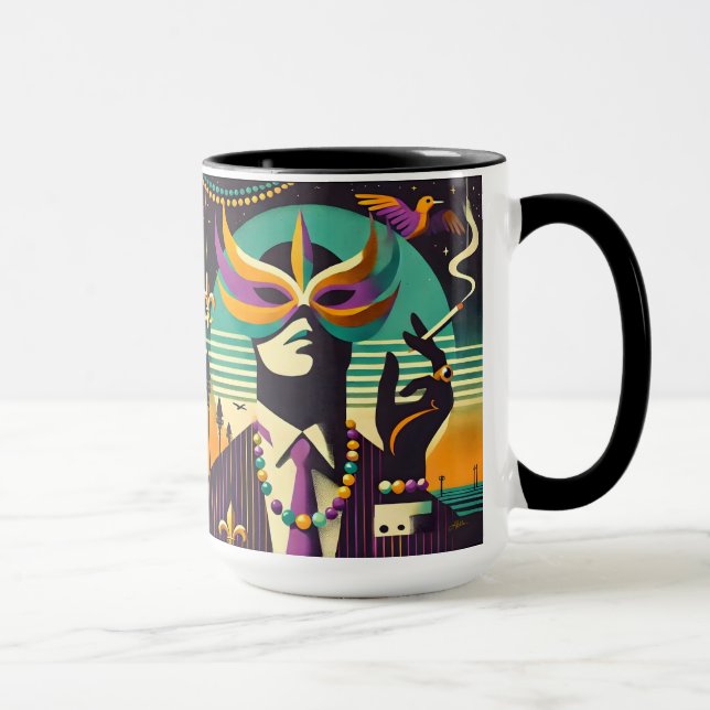 Mid Century Retro 60s Mardi Gras The Smoking Man Mug (Right)