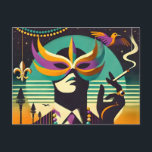 Mid Century Retro 60s Mardi Gras The Smoking Man Postcard<br><div class="desc">Welcome to my Mid Century Fantasy World! Designs in this store are born of growing up in a Mid Century home complete with Martini loving parents. Break out the cocktails. Merging fact with fantasy within Mid Century Modern,  Jazz,  Retro Futuristic,  Atomic and Space Age Designs.</div>