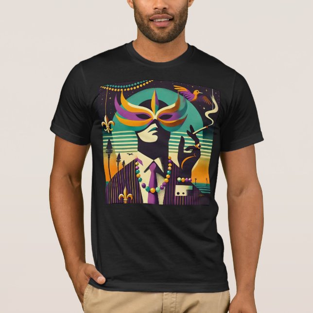 Mid Century Retro 60s Mardi Gras The Smoking Man T-Shirt (Front)