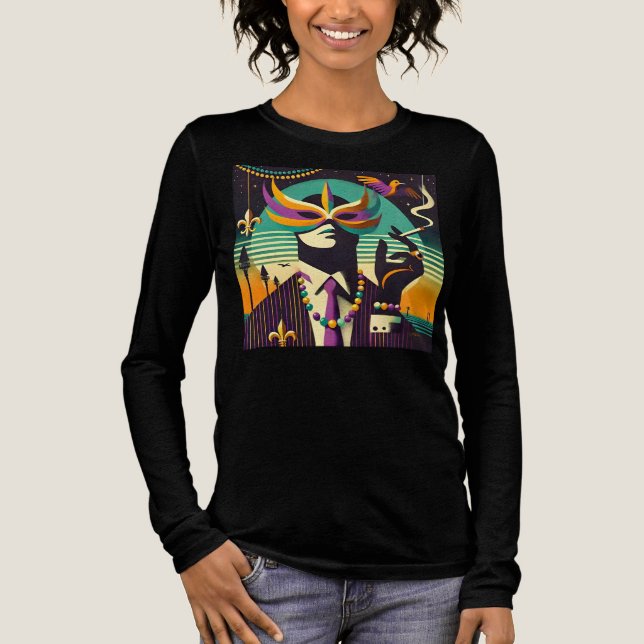 Mid Century Retro 60s Mardi Gras The Smoking Man Tri-Blend Shirt (Front)