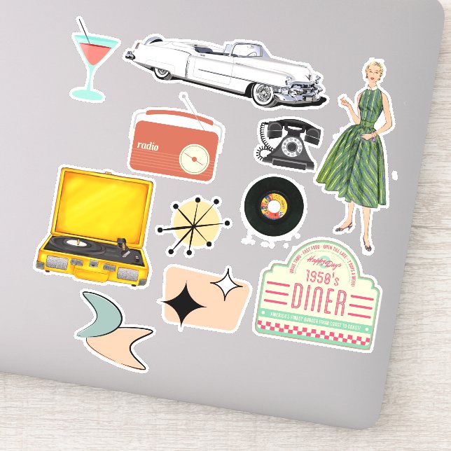 Mid-Century Retro Assorted Stickers (Detail)