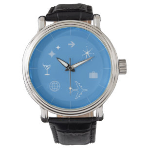 Mid-Century Retro Blue Jetliner Watch