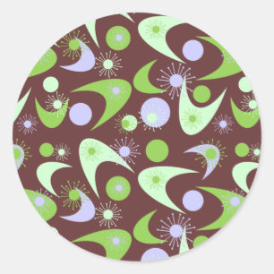 Mid Century Retro Boomerangs Classic Round Sticker