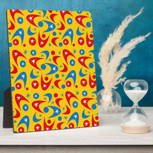 Mid Century Retro Boomerangs Plaque (Side)
