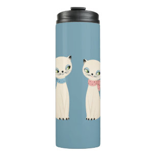 Mid Century Retro Cats Pair Thermal Tumbler