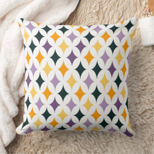 Mid-Century Retro Diamond Lattice Pattern Cushion
