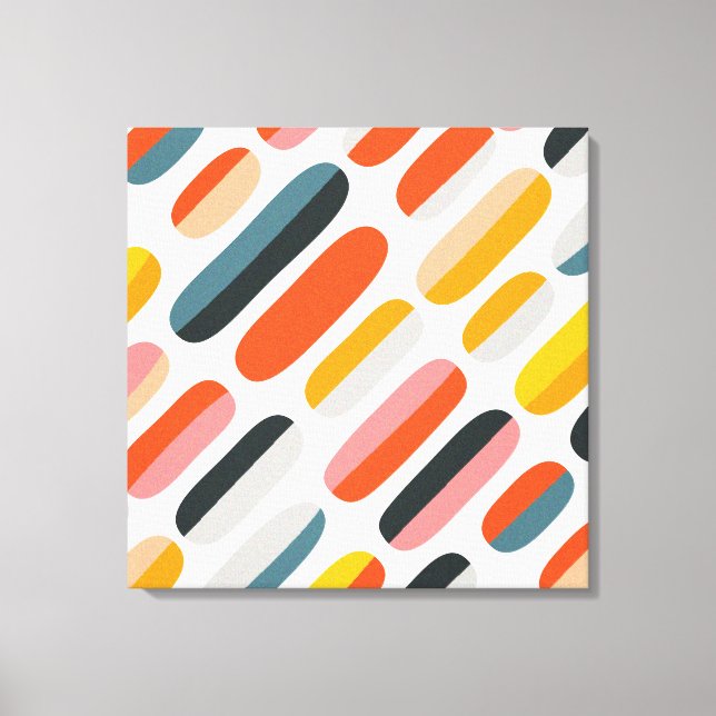 Mid Century Retro Geometric Abstract Pattern Canvas Print (Front)
