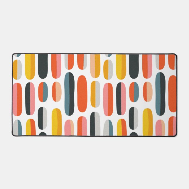 Mid Century Retro Geometric Abstract Pattern Desk Mat (Front)