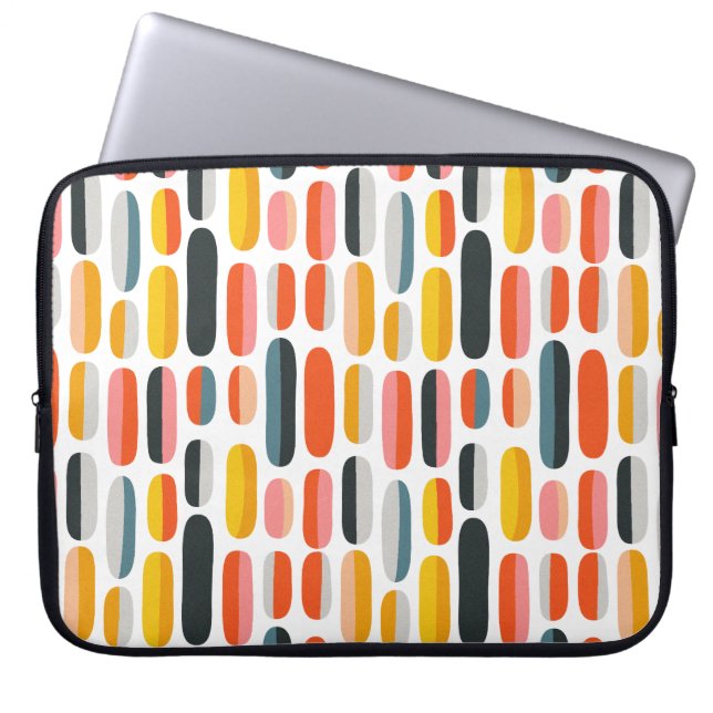 Mid Century Retro Geometric Abstract Pattern Laptop Sleeve (Front)