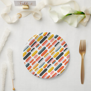 Mid Century Retro Geometric Abstract Pattern Paper Plate