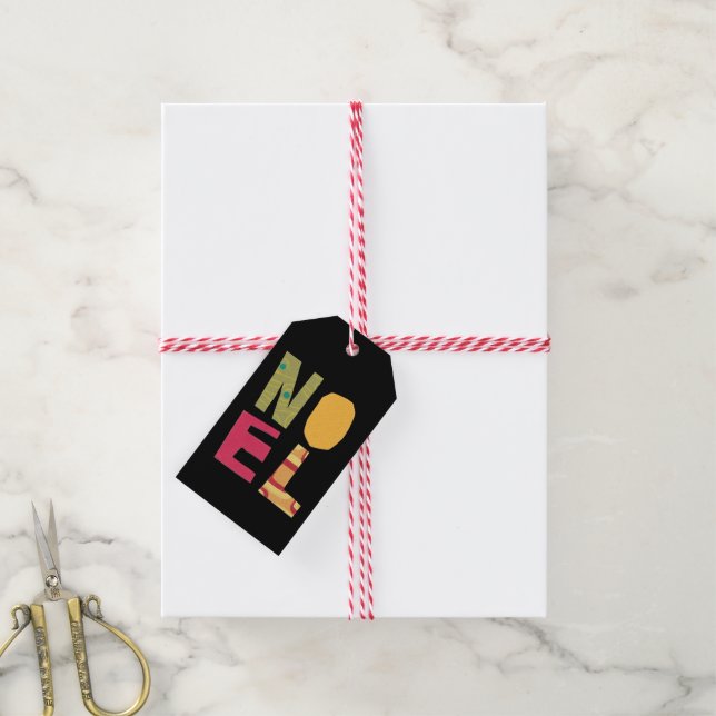 Mid-Century Retro Noel Boho Christmas Gift Tag (With Twine)