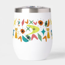 Mid-Century Retro Pattern Water Bottle