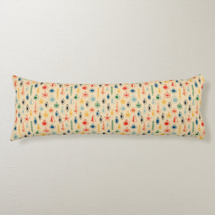 Mid Century Retro Pattern with Christmas Tree Toys Body Cushion