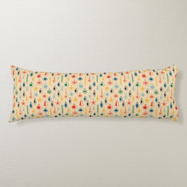 Mid Century Retro Pattern with Christmas Tree Toys Body Cushion (Front)
