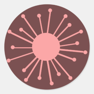 Mid Century Retro Starburst Classic Round Sticker
