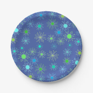 Mid Century Retro Starburst Paper Plate