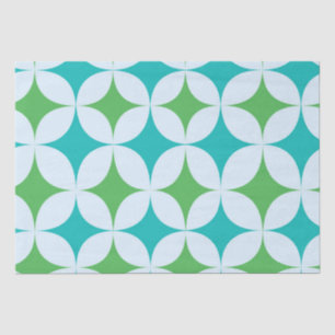 Mid Century Retro Starbursts in Green and Teal Tissue Paper