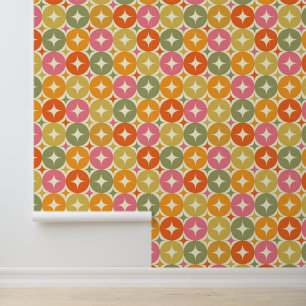 Mid Century Retro Starbursts on Colourful Circles  Wallpaper