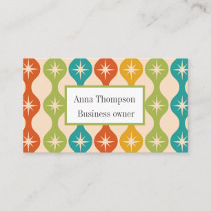 Mid Century Retro Starbursts on ogee Custom Business Card