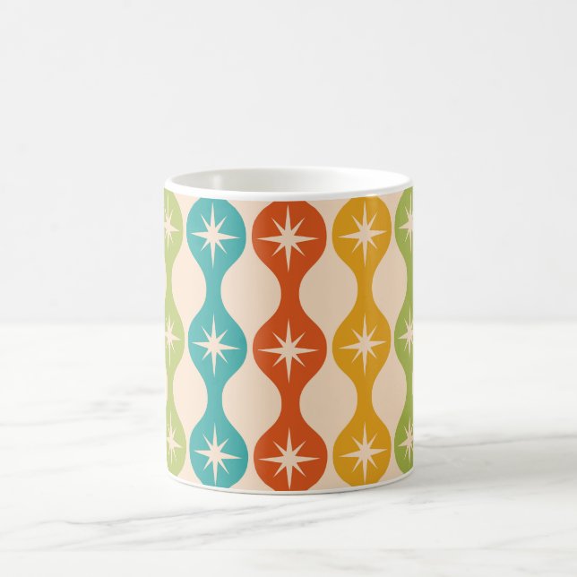 Mid Century Retro Starbursts on ogee pattern  Coffee Mug (Center)