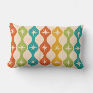 Mid Century Retro Starbursts on ogee pattern  Lumbar Cushion
