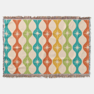 Mid Century Retro Starbursts on ogee pattern  Throw Blanket