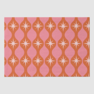Mid Century Retro Starbursts on Pink Orange Ogee Tissue Paper