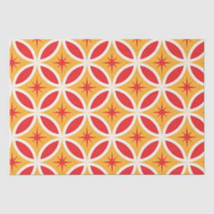 Mid Century Retro Starbursts on Red Circles  Tissue Paper