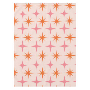Mid Century Retro Starbursts Pattern Pink Orange  Tablecloth