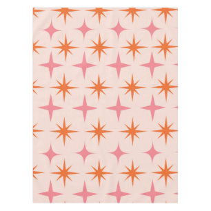 Mid Century Retro Starbursts Pattern Pink Orange Tablecloth