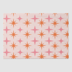 Mid Century Retro Starbursts Pattern Pink Orange  Tissue Paper