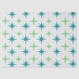 Mid Century Retro Starbursts Pattern teal green  Tissue Paper