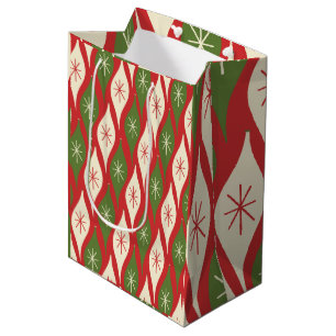 Mid-Century Retro Vintage Christmas Ornaments Medium Gift Bag