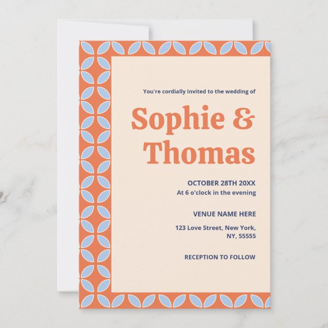 Mid Century Retro Wedding Invitation (Front)