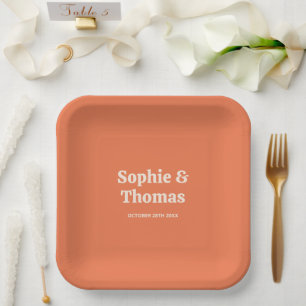 Mid Century Retro Wedding Paper Plate