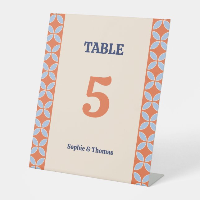 Mid Century Retro Wedding Pedestal Sign (Front)